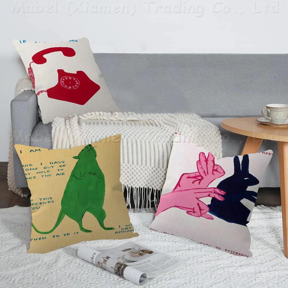 

David Shrigley Tiger Penguin Whale Shell Cat Wall Art Nordic Bedroom Kids Party Decoration Pillowcase Birthday Children Gift