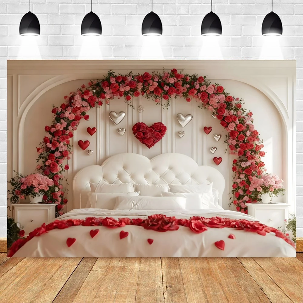 رومانسية عيد الحب خلفيات للتصوير الفوتوغرافي ارتفع القلب الأزهار قوس زوجين الحب الاحتفال صورة يطلق النار خلفيات ديكور #2
