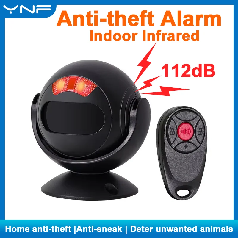 YNF Infrared Motion Detector Alarm 112 High Decibel Home Burglar Alarm Motion Sensor with Remote Control and Door Sensor