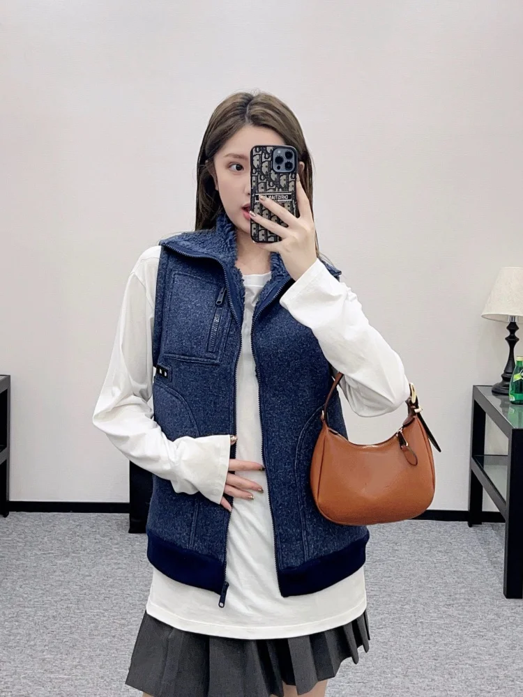 Gilet décontracté avec lettres brodées, Royal haut de gamme, début d'automne, nouveau col montant avec fermeture éclair, vêtements d'extérieur polyvalents pour femmes