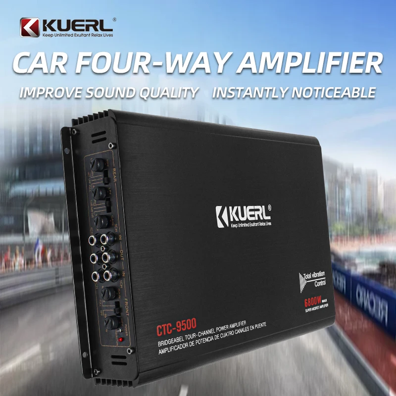 CTC-9500 Class AB 4-Ch High Power Car Stereo Amplifier RMS 80W*4@4Ω/160W*4@2Ω Aluminum alloy High-efficiency heat dissipation