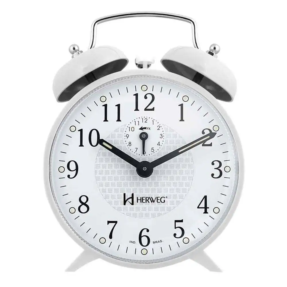 White 2206 Retro Style String Analog Alarm Clock with Loud Sound Doorbell