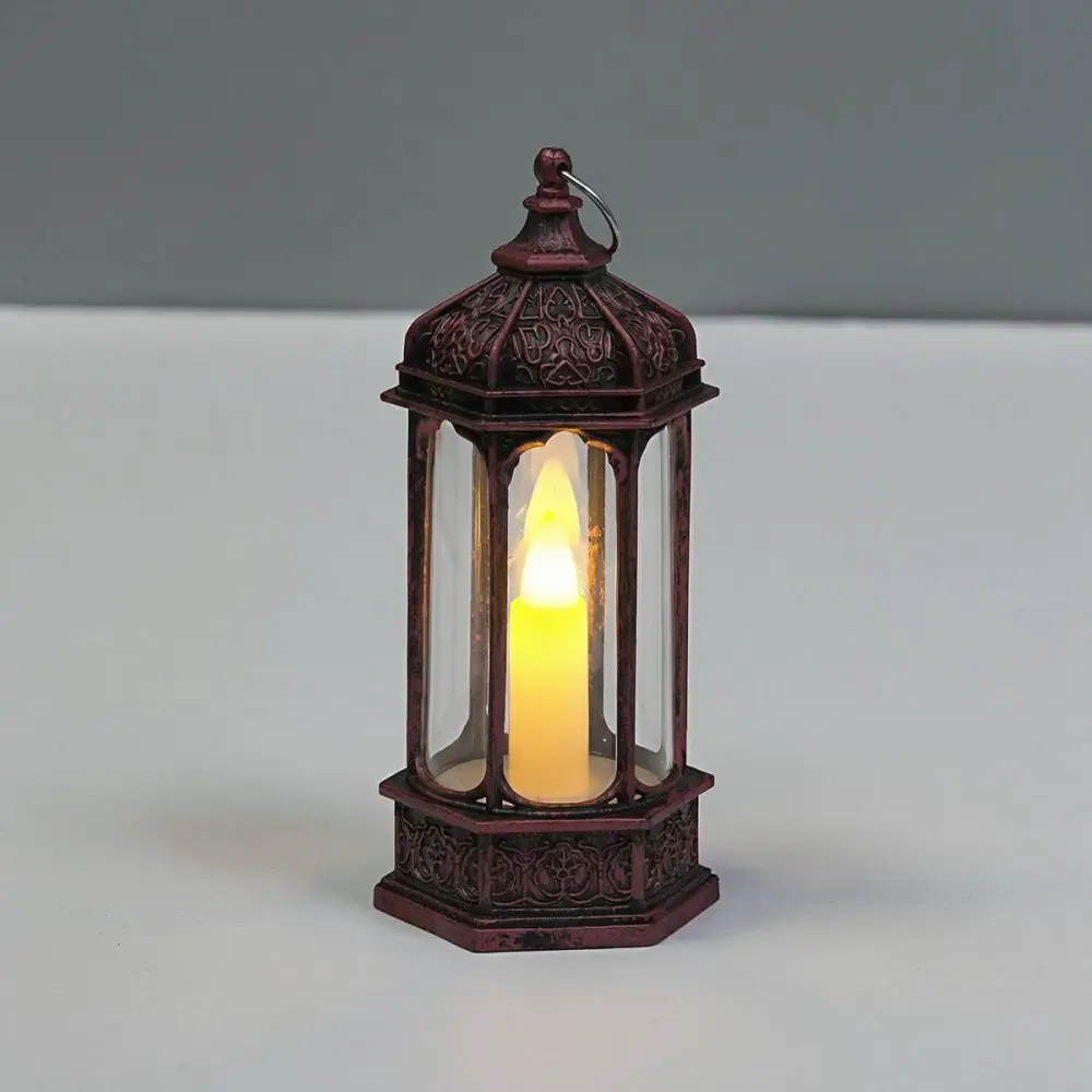 Portable Vintage Hexagon Lantern Decorative Light Candle Stand Classic Style Home Party Festive Atmosphere Decor
