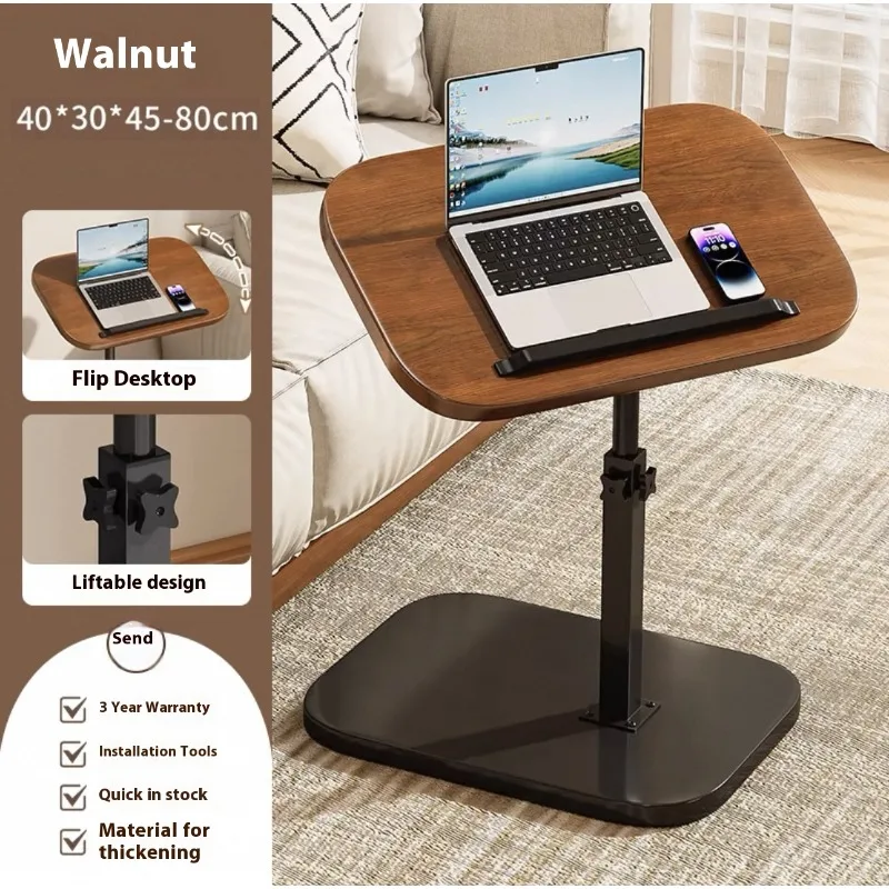 Mobile adjustable edge table Household foldable Mobile Lift Computer Desk Folding living room Desk Dormitory Bedside Table image 6