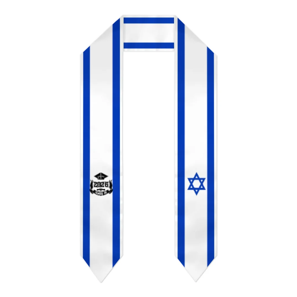 

Платок-шарф с флагом Израиля для выпускников 2026 года, с принтом, для международных программ обучения за рубежом, унисекс, 183*15 см