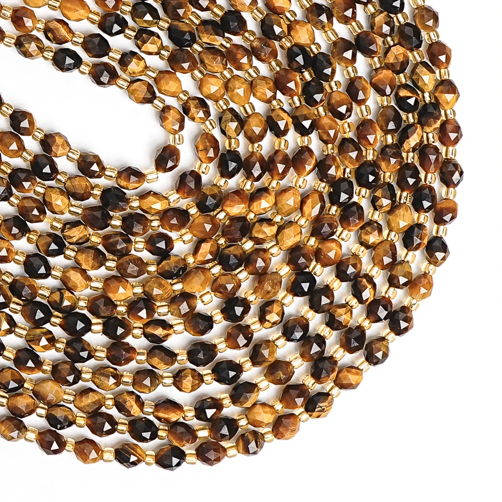 Natural Stone Tiger Eye Beads Grade AA Yellow Loose Spacer Gem Triangle Cut For Jewelry Making Diy Bracelet Accessories Strand