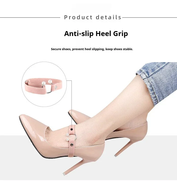 Perlenverzierte, elastische, abnehmbare Schuhriemen für den Knöchel, rutschfeste Schuhhalterung, verhindert das Abrutschen von High Heels, Schuhzubehör. – Detail 4