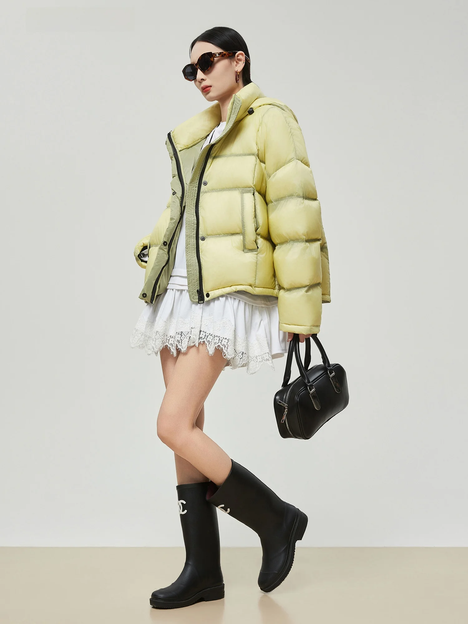 

Желтая женская зимняя куртка-пуховик с капюшоном, 90% белый пух, новая, утолщенная, с эффектом облачной мягкости, пушистая, короткая, с капюшоном, Turtle Ba De...