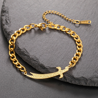 HIPEE Fashion Sword Pendant Bracelet for Women Men Stainless Steel Islamic Arabic Calligraphy Bracelets Religious Amulet Jewelry