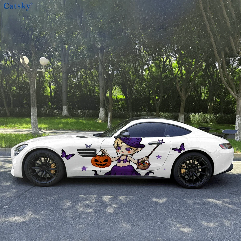 

Осьминог, ведьма, конфеты, тыква, автомобильные виниловые наклейки, самоклеящаяся наклейка из ПВХ, подходит для грузовиков, внедорожников, декор, автоаксессуары, подарок