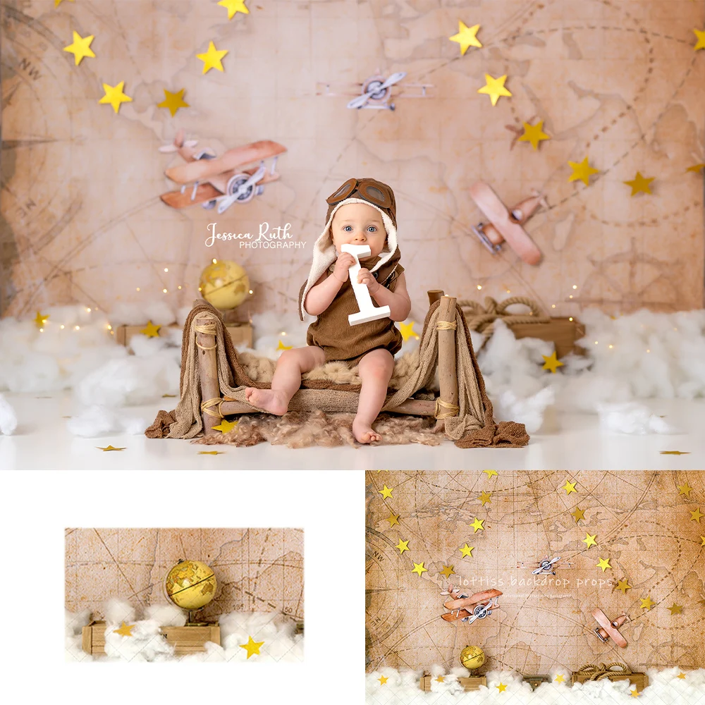 

Pilot Vintage Time Flies Backdrops Kids Baby Birthday Cake Smash Photocall Decors Child Ault World Advance Backgrounds