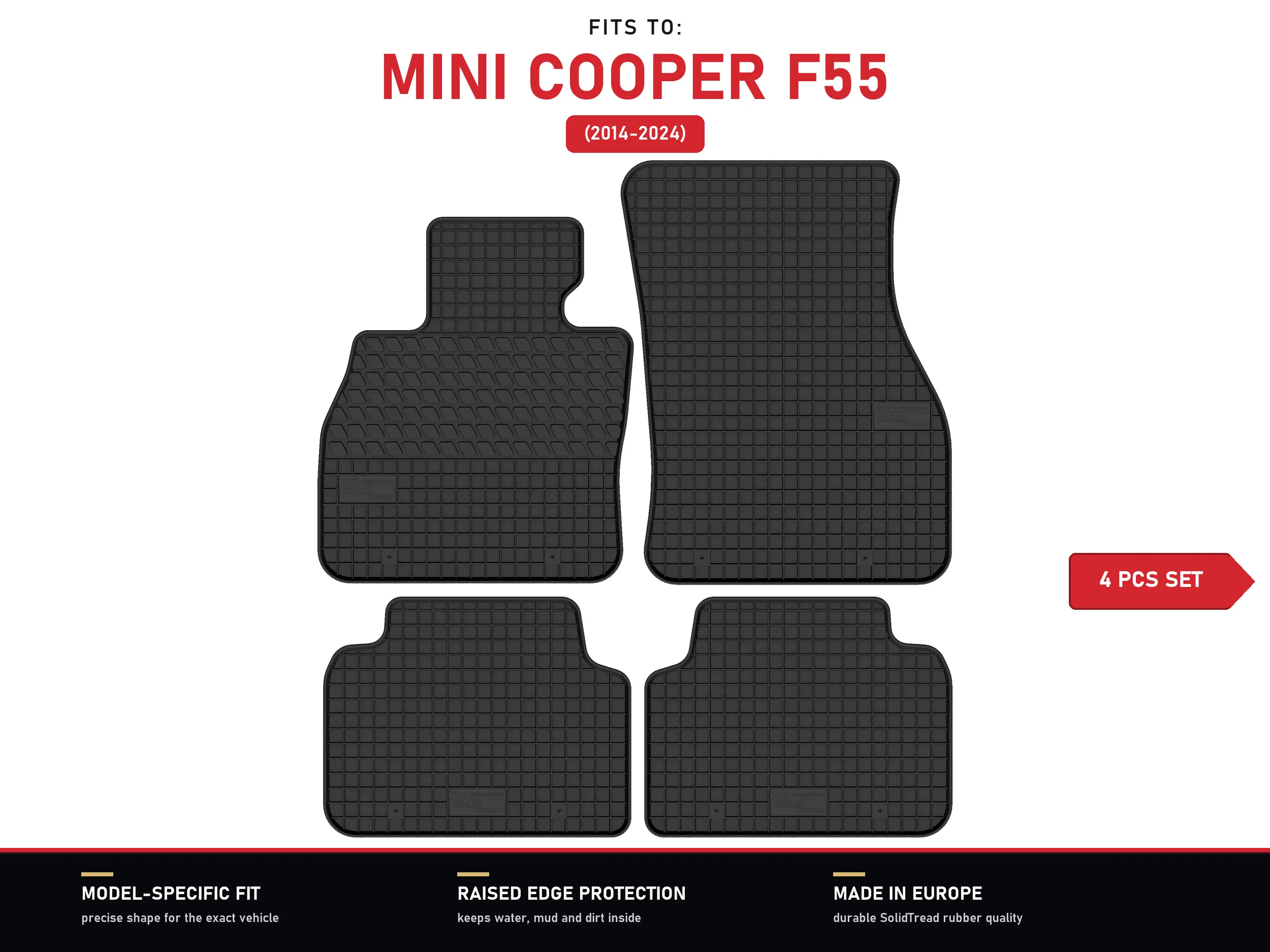 Rubberen matten voor: Mini Cooper F55 2014-2024 4 stuks