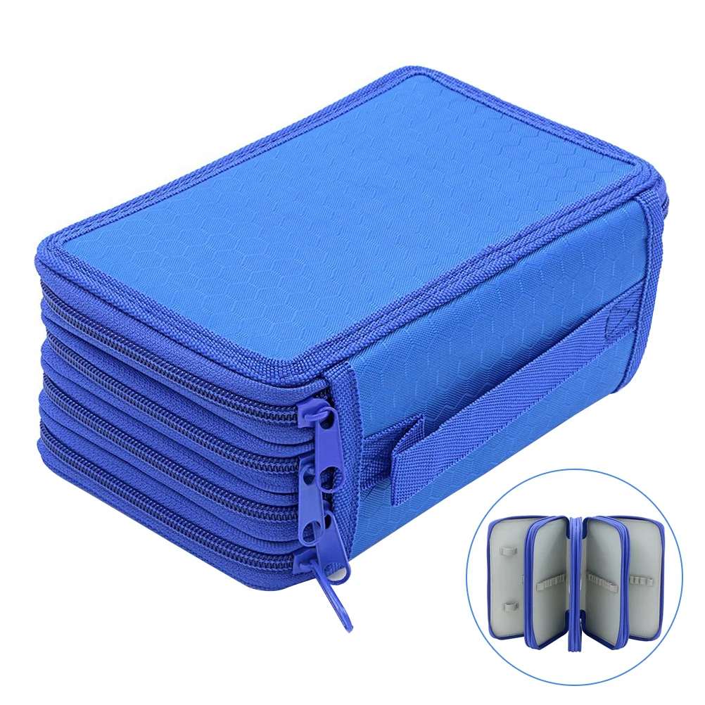 

72 Slots Sealing Accessories Pencil Pouch Holder Orgenizer Bag Portable Blue Case for Girls Office