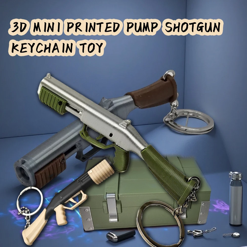 

3D Mini Printed Pump Shotgun Keychain Toy Can launch small balls Functional Blaster Model Toy Keychain Decompression Toys
