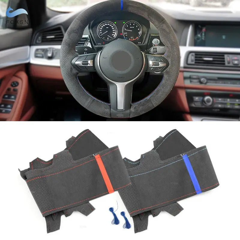 

Для BMW M Sport F20 F22 M140i M235i F30 F34 F32 F36 F10 F12 F48 F39 F15 F16 F25 F26 Чехол на руль автомобиля Замшевая кожаная отделка
