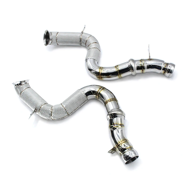 Deleville Exhaust Pipe For Mercedes-Benz S63 AMG 4.0T 2022-2023 Stainless Steel Downpipe With Heat Shield Auto Accessories