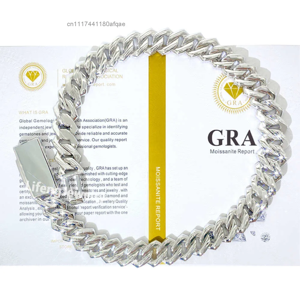 Lifeng Jewelry 18mm Vvs Moissanite Cuban Link Chain Iced Out 925 Silver Diamond Men Necklace.