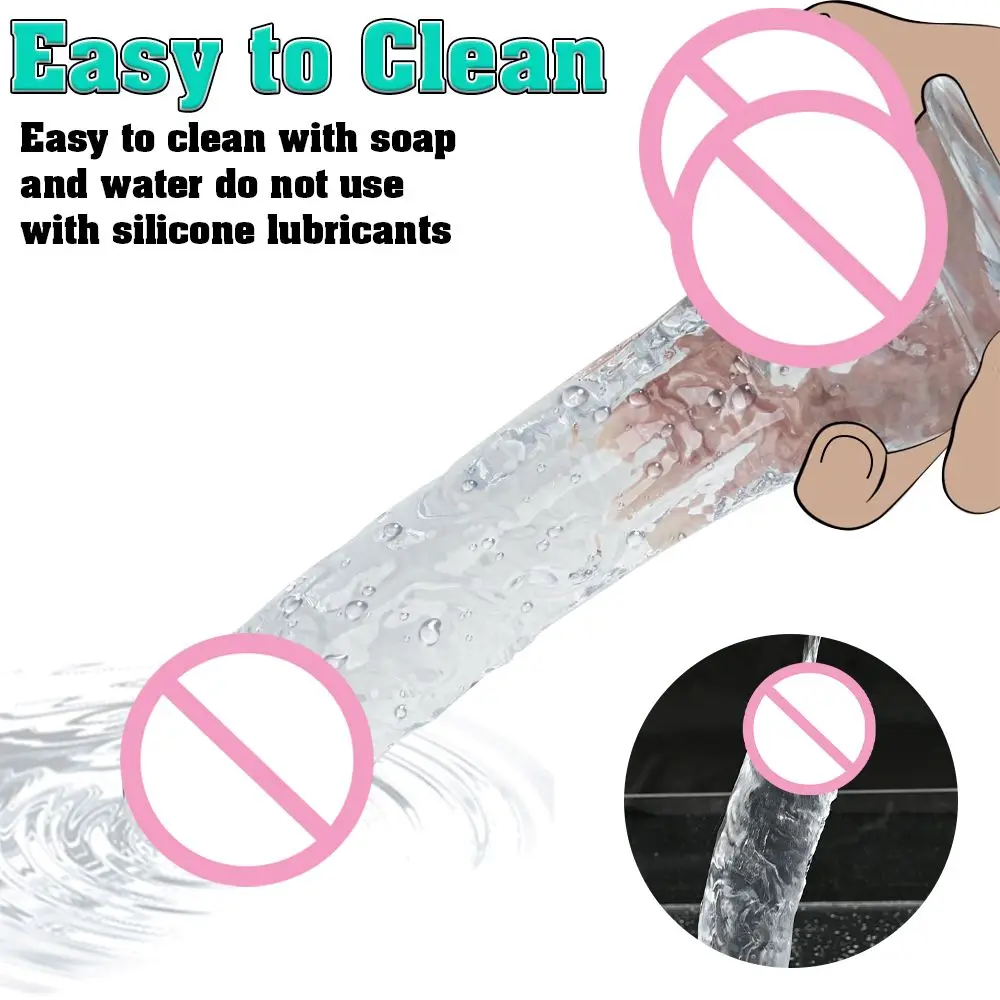 Different Sizes Transparent Soft Jelly Dildo Realistic Fake Dick Penis with Suction Cup G Spot Vagina Massage Sex Toy for Women - view 4