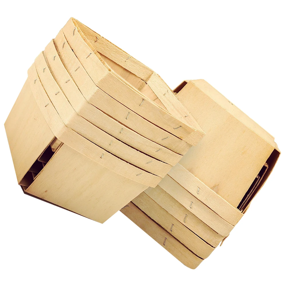 

10pcs Wooden Fruit Baskets Wood Material Storage Organizer Berry Veggie Counter Home Kitchen Picnic Portable Baskets