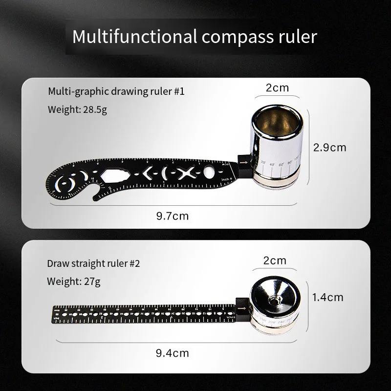 Neue kreative personal isierte magnetische Zeichnung Zeichnung Lineal Kompasse multifunktion ale technische Zeichnung Lineal Universal Lineal