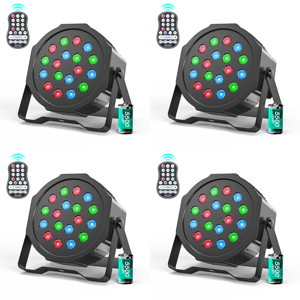 

U'King 4PCS RGB 18 LED Stage Par Light Remote Control 7CH DMX Sound Control Stage Lighting Spotlight for DJ Disco Party Wedding