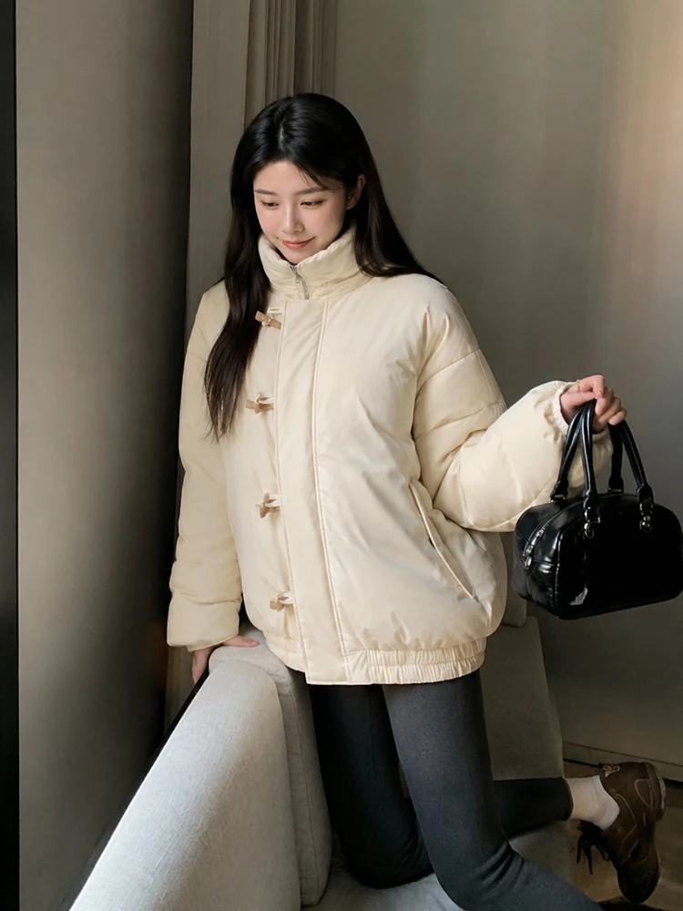 Winter Detachable Fur Collar Down Jacket Women White Duck Down Horn Button Parker Outwears Female Warm Thick Zipper Down Jacket