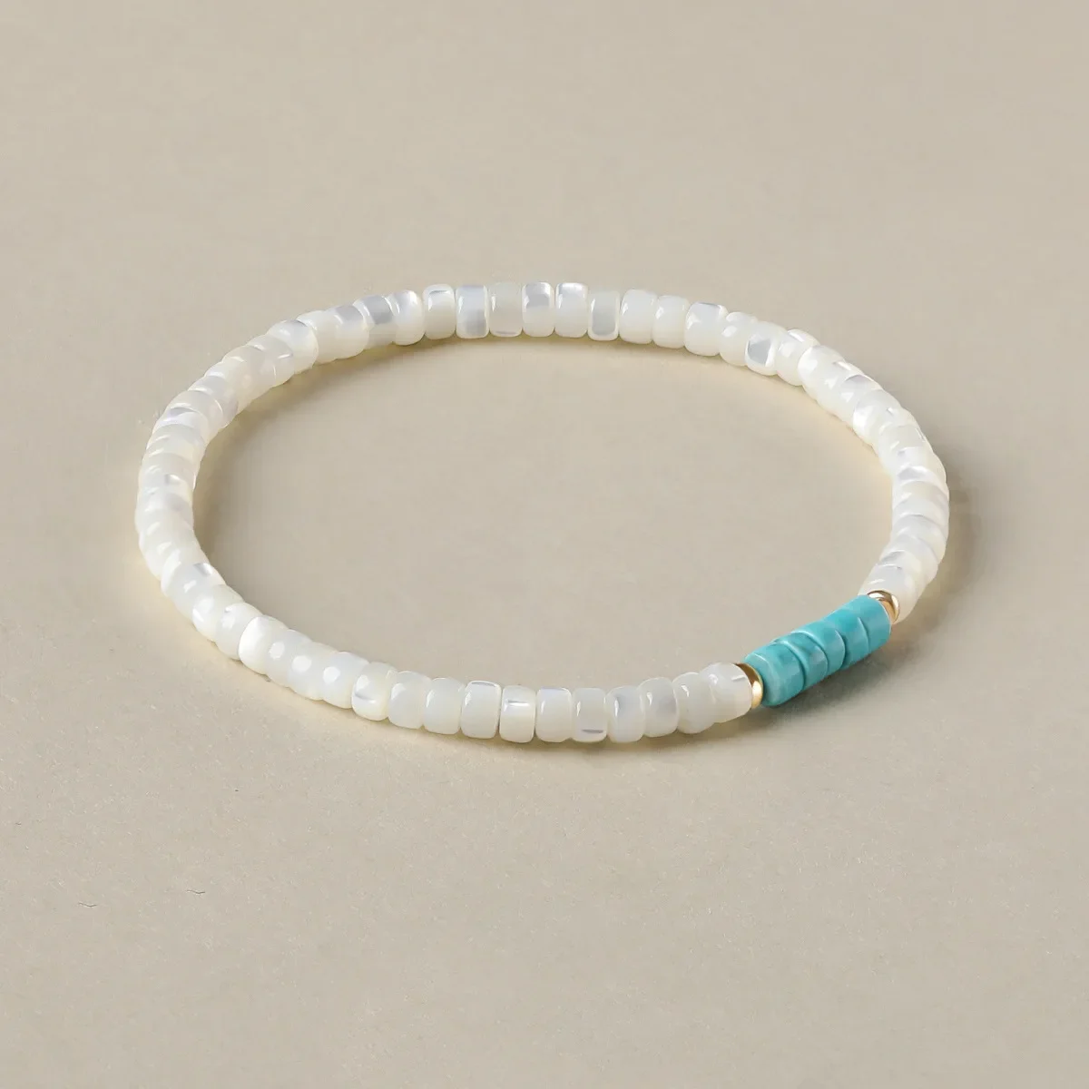 1pc Vintage Türkis Armband Spleißen Weiß Elastische Kette Naturstein Kristall Handgemachte Perlen Armbänder