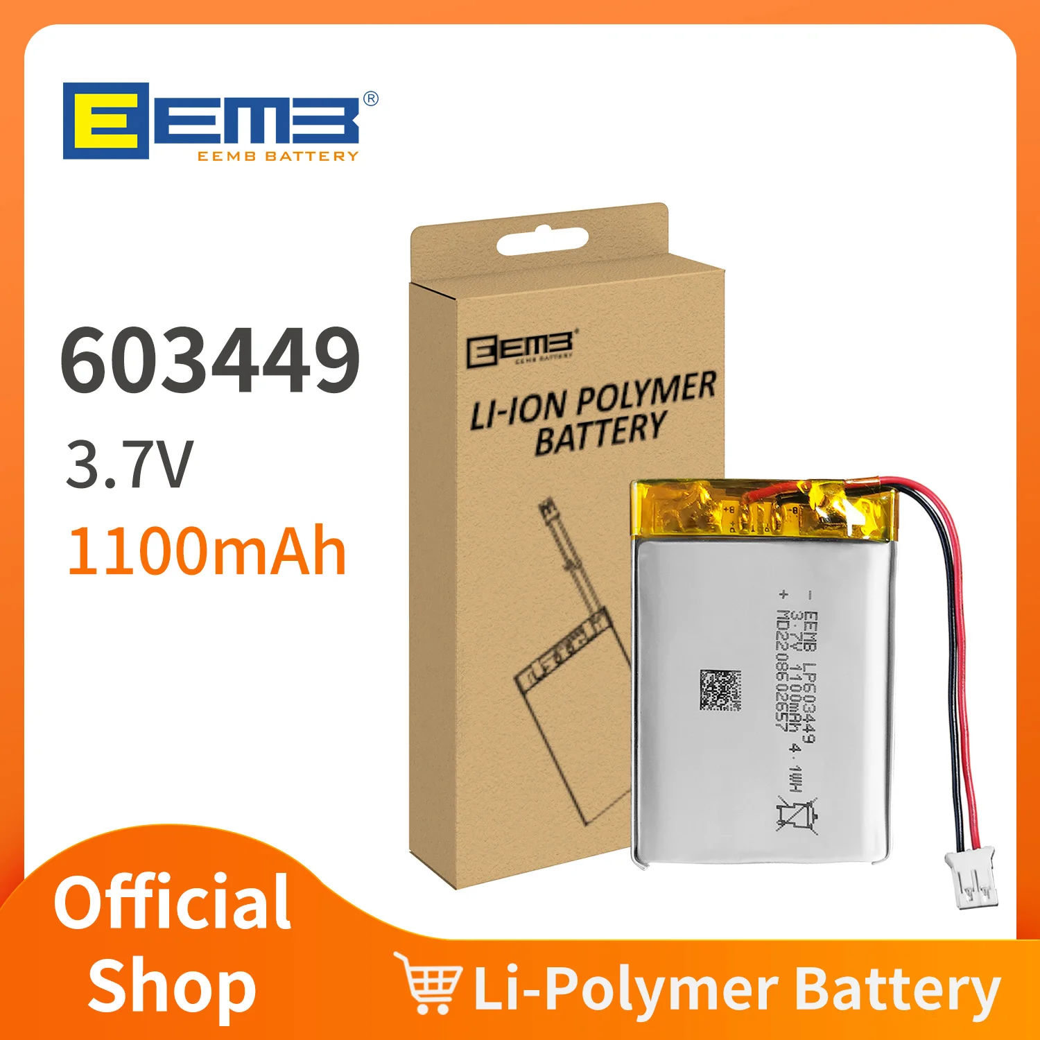 EEMB 1~10PCS Bateria litowo-polimerowa 3,7V 603449 Akumulatory Lipo 1100 mAh LP 603449 603450