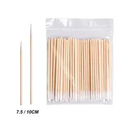 100PCS Wood Handle Small Pointed Tip Head Cotton Swab Eyebrow Tattoo Beauty Makeup Color Nail Seam Dedicated Dirty Picking