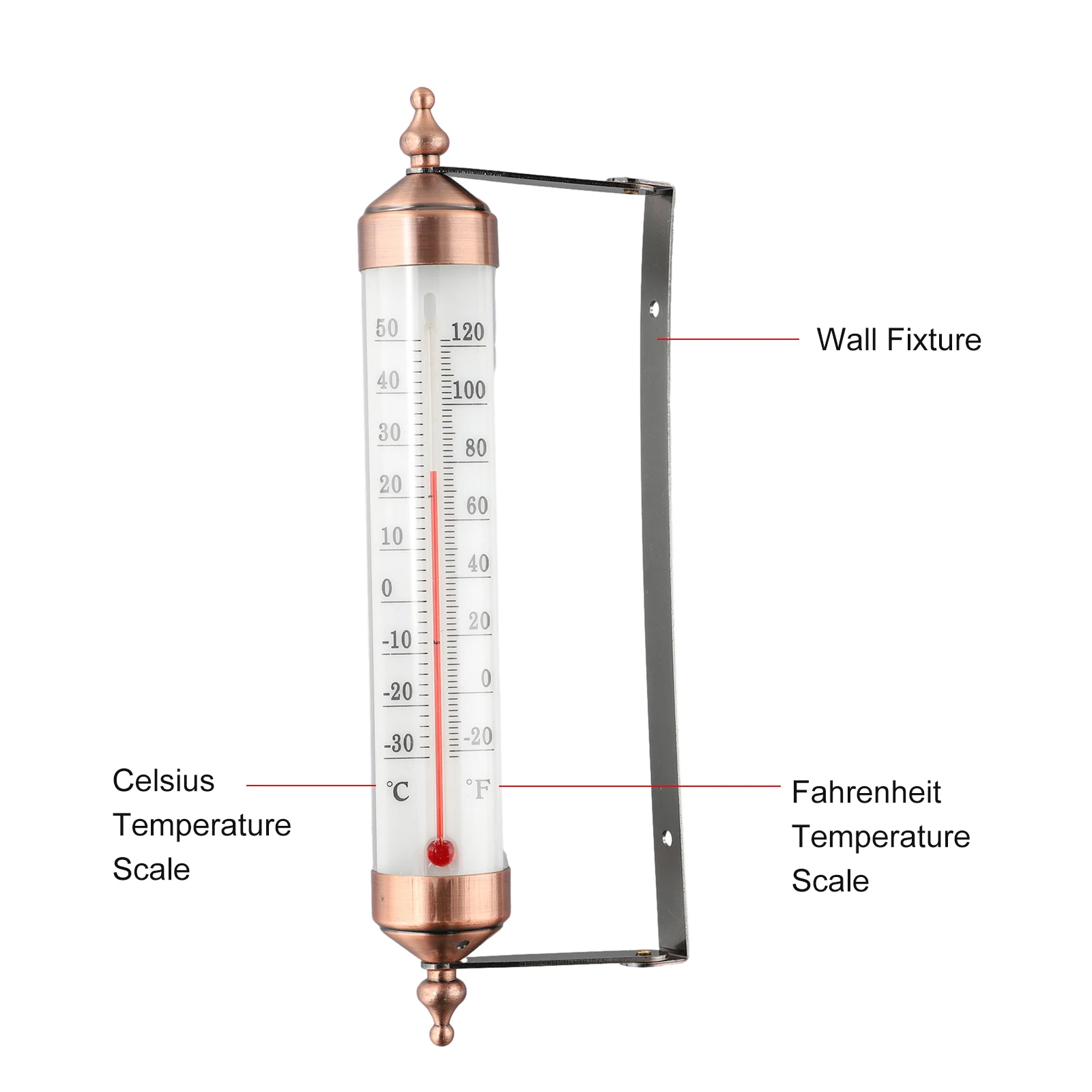 Outdoor Thermometer For Garden Greenhouse Patio Balcony Bronze Outside Wall Thermometer With Adjustable Arm