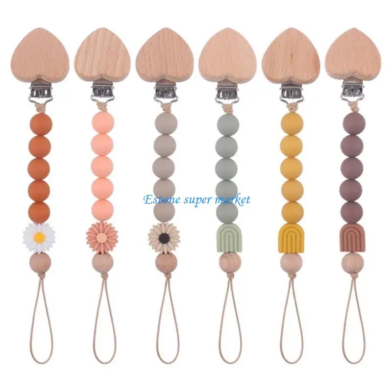 

090B Pacifier Clip Holder Silicone Pacifier Chain BPAFree Teether Clip Soother Binky Holder for Baby Paci Clip Girl