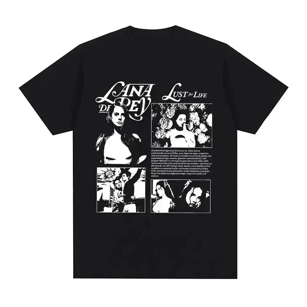 Harajuku Y2K Tops Vintage Hip Hop T Shirts Singer Lana Del Rey Print T Shirt Streetwear Short Sleeve Casual Loose Tee Unisex