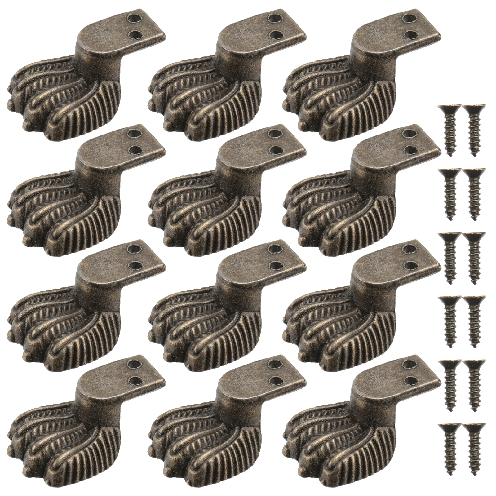 

12pcs Furniture Leg Protectors Vintage Copper Wooden Box Feet Anti Slip Base For Beds Sofas Chairs Home Supplies