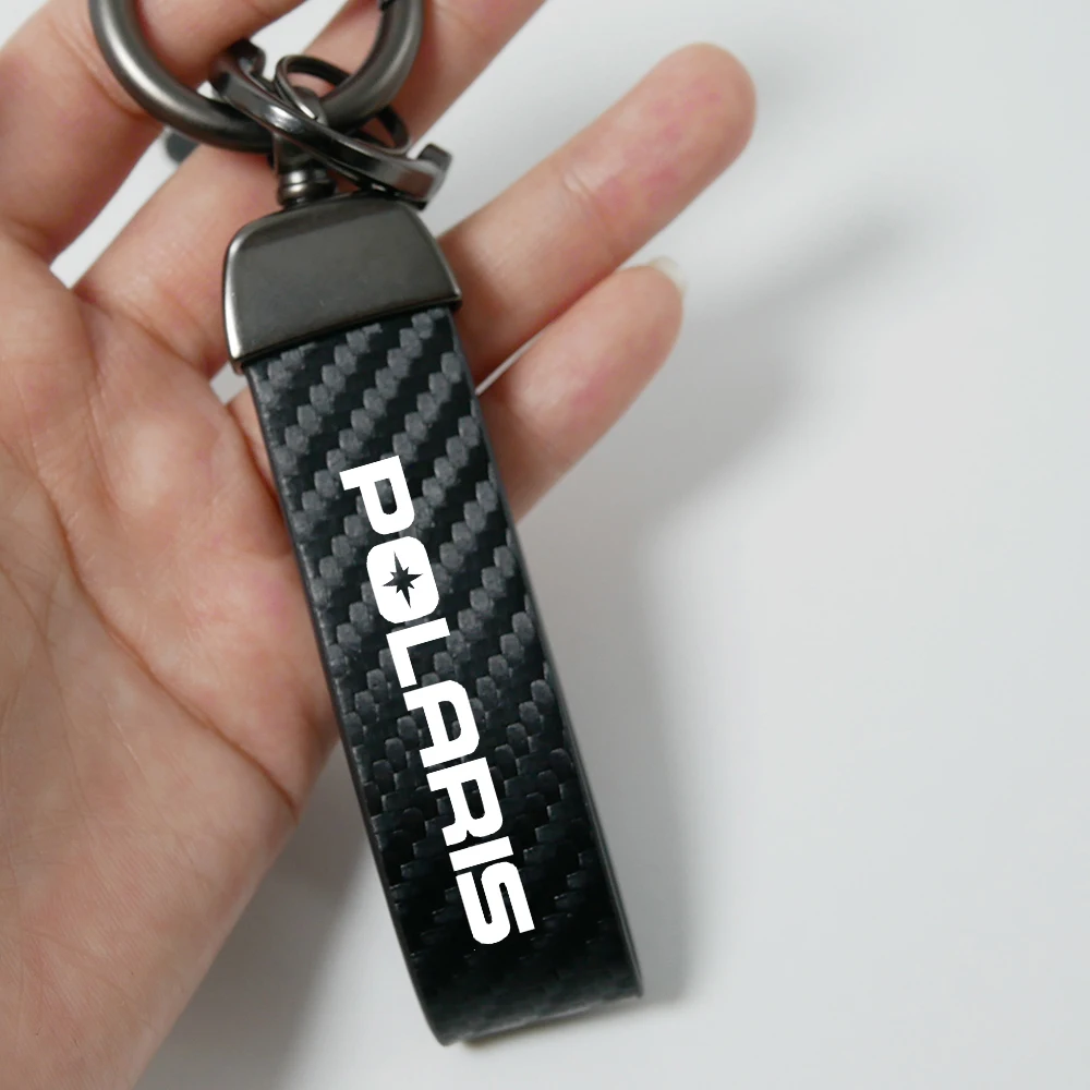 Car Keychain POLARIS Keyring Carbon Fiber Grain Keyring Motorcycle Keychain POLARIS Funny Decoration Auto Accessories