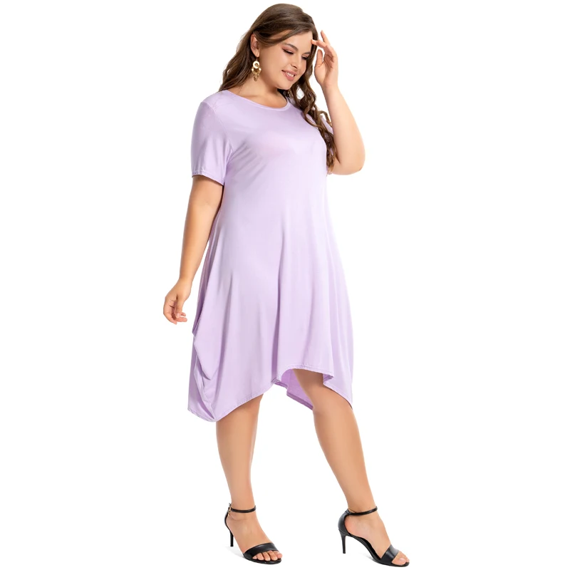 Women Dresses Summer Plus Size Casual Short Sleeve O Neck Party Wedding Lounge Modal Cotton Dress 7XL 6XL 5XL Black White Red