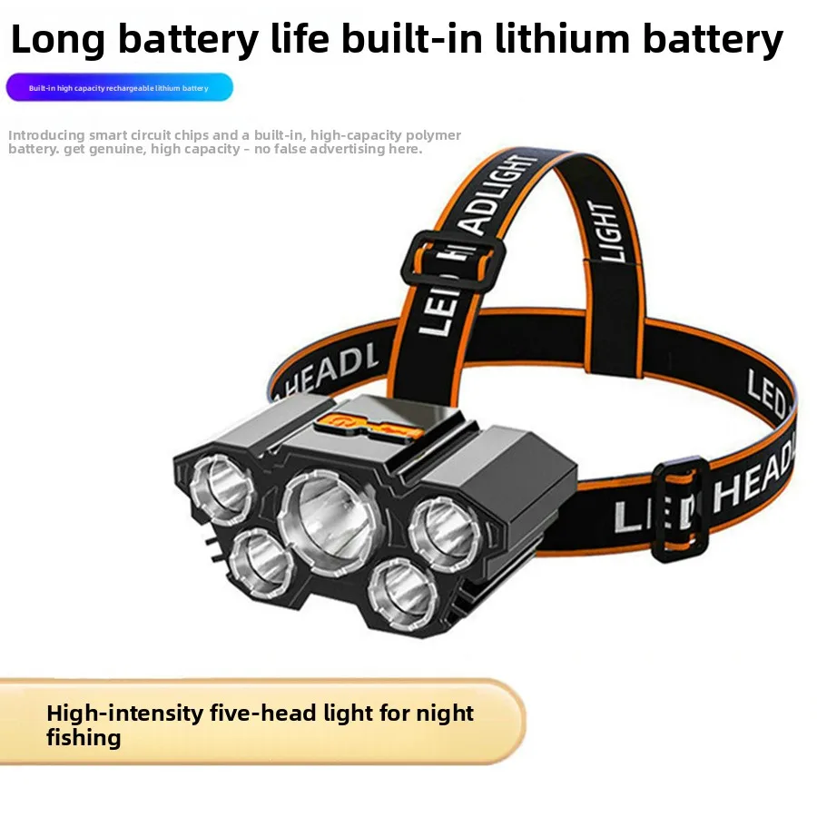 

Best-Selling 5-LED High-Intensity Headlamp: Rechargeable, Waterproof, Head-Mounted for Cycling & Outdoor Fishing