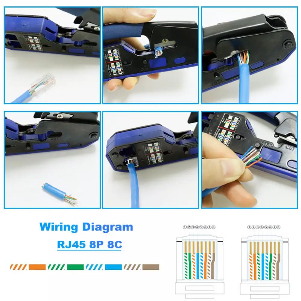 TEROW RJ45 Crimping Tool Pliers Network Tool Kit LAN Cable Tester Wire Stripper Connectors for RJ45/RJ11/RJ12/CAT5/CAT6/Cat5e