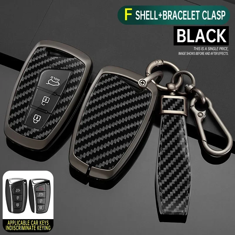 

Carbon Fiber Zinc Alloy Car Key Case Cover For Hyundai Grand Santa Fe IX45 GENESIS EQUUS AZERA 2013 2014 2015 2016 Accessories