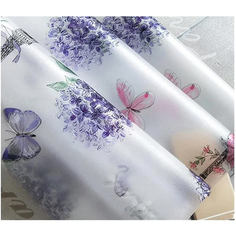 Pastoral American Window Film 3D Sunscreen Blackout Glass Stickers for Balcony Bathroom Privacy Decorative Static Film