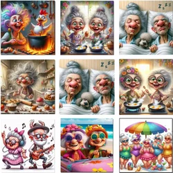 Amazing Grandma Cooking Elderly Couples 5d Diamond Painting Kits Full Square Drill Cartoon Portrait Cross Stitch Home Decor Gift