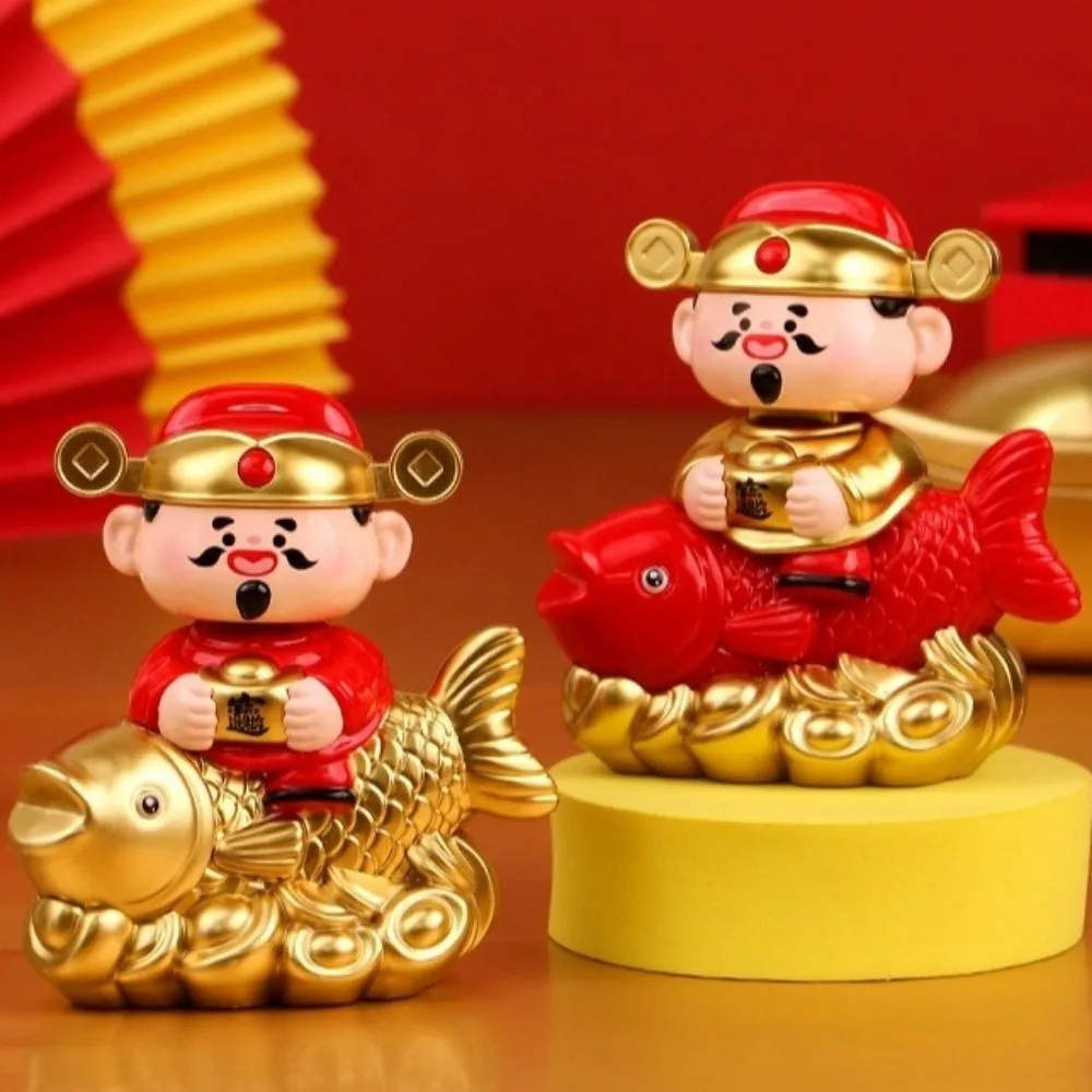 

Solar Powered Nodding God of Wealth Ornament Yuanbao Design Automatic Nodding Wealth Attraction Koi Decoration Wealth Attraction