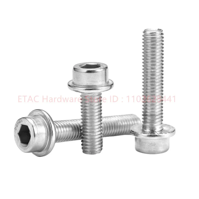 M5 M6 M8 M10 M12 304 Stainless Steel Hex Socket Round Flange Head With Washer Collar Screw Bolt Fastener vis tete creuse