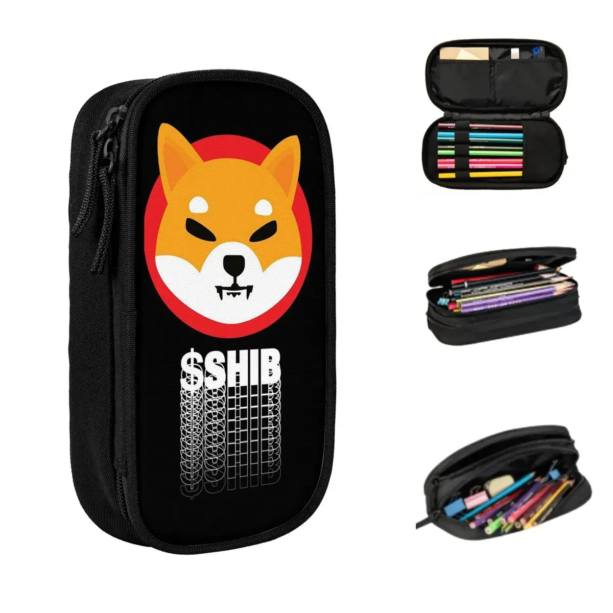 

$Shib Shiba Inu Coin Fomo Crypto Memecoin Shibacoin To The Moon Pencil Cases Large Capacity Pen Bags Pen Box Pencil Pouch