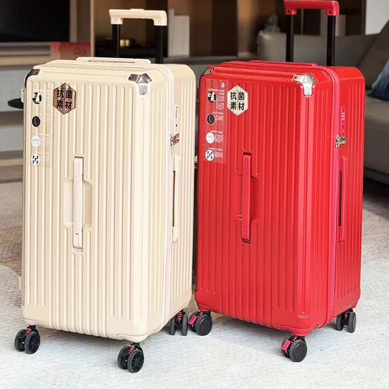

Красный чемодан 28/36/50 дюймов, вместительный чемодан с пятью колесами, АБС-пластик + ПК, 20-дюймовые чемоданы для салона, дорожная сумка, чехол на колесике на молнии