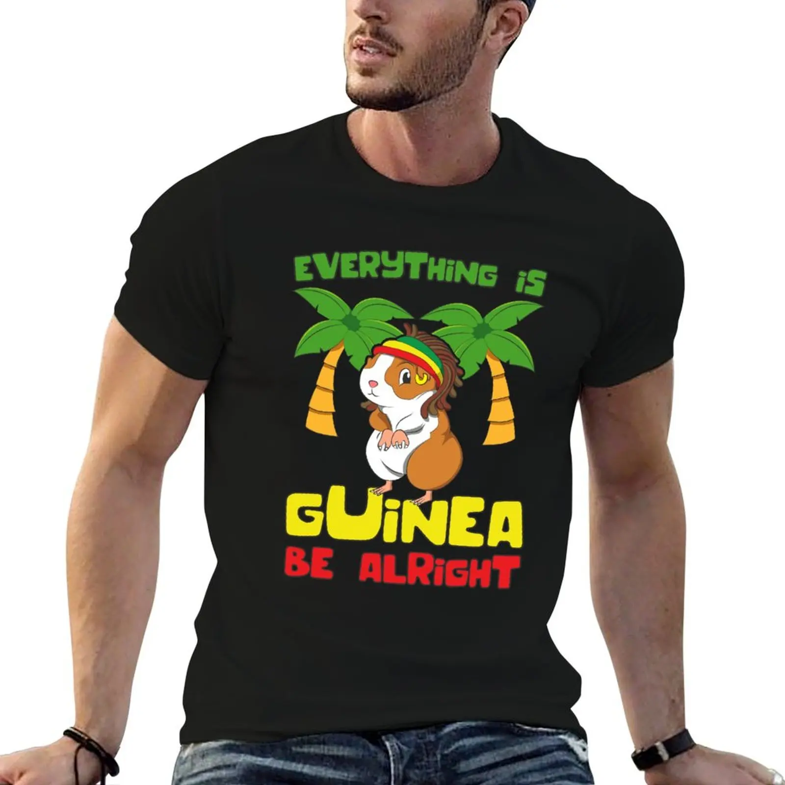 Rasta Guinea Pig Everything Is Guinea Be Alright T-Shirt Breathable Travel T-Shirt