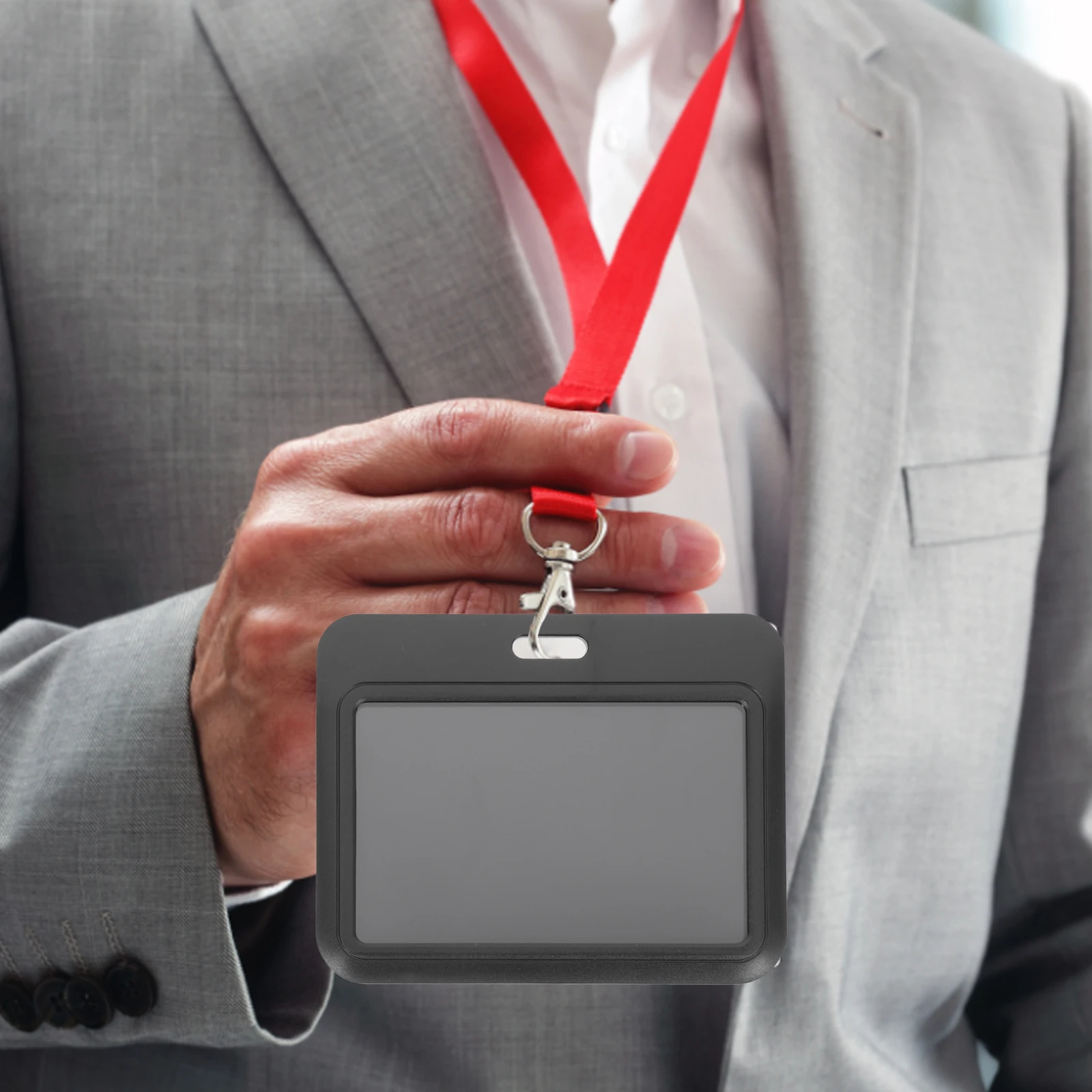 

10pcs Id Card Sleeve Holder Reusable Slide Open Waterproof Name Badge Protector Horizontal Card Case For Work School Staff