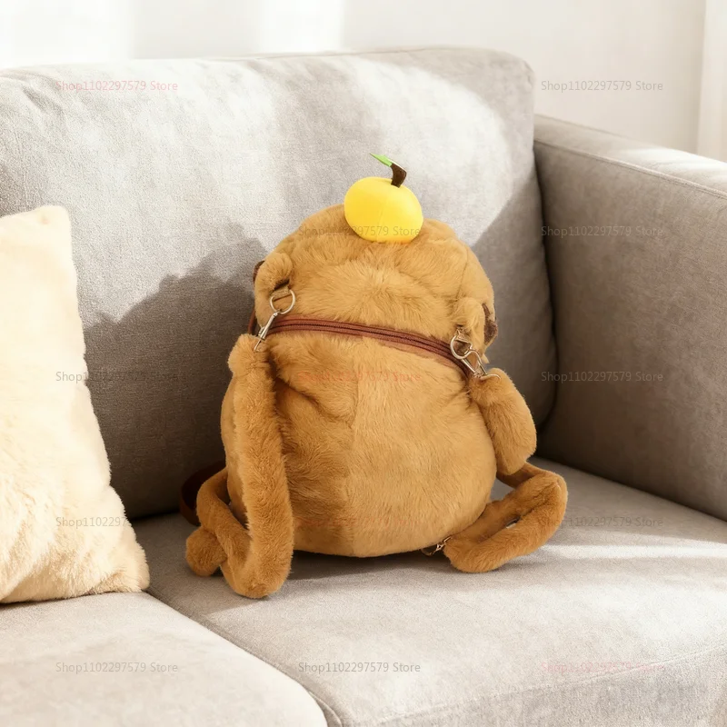 Plecak z pluszu premium w kształcie kapibary, urocze futrzane torby, plecaki na ramię dla dzieci i dziewcząt, mini plecaki, prezenty dla dziewczyny i do użytku codziennego.