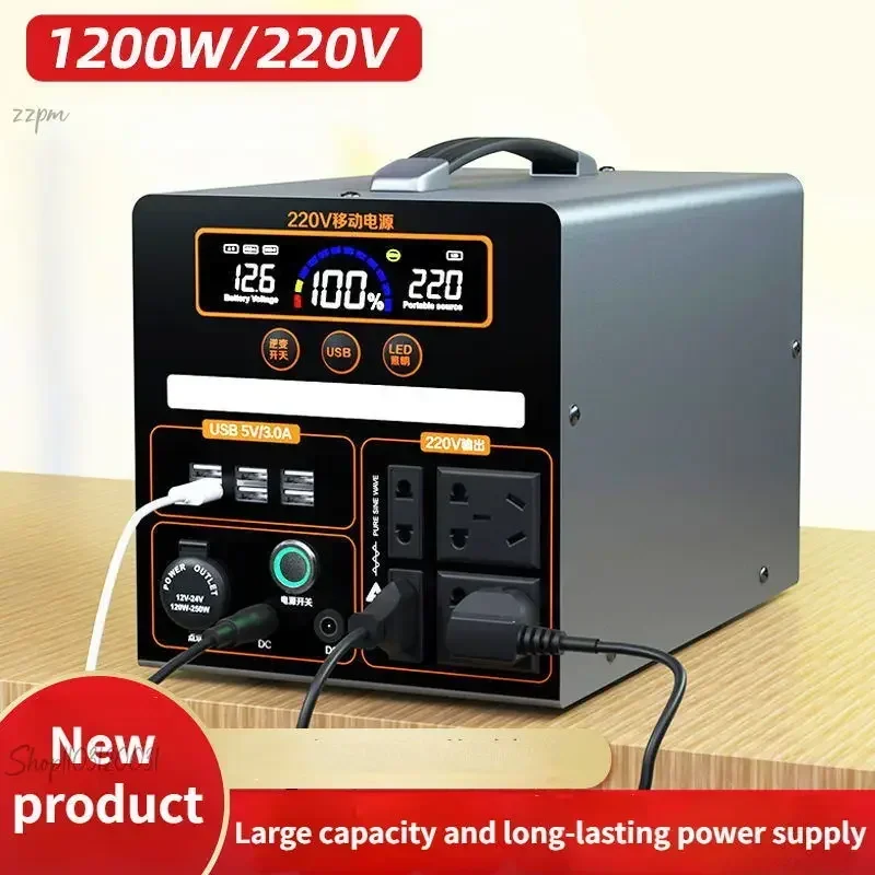 New Portable Mobile Power Supply 220V 1500W Large Capacity Emergency Energy Storage Battery Outdoor Camping Car Power Supply