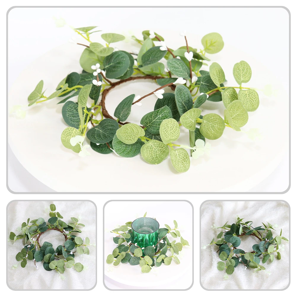 

5 Pcs Artificial Eucalyptus Garland Realistic Rings Wreaths Decorations Home Party Wedding Valentine Thanksgiving