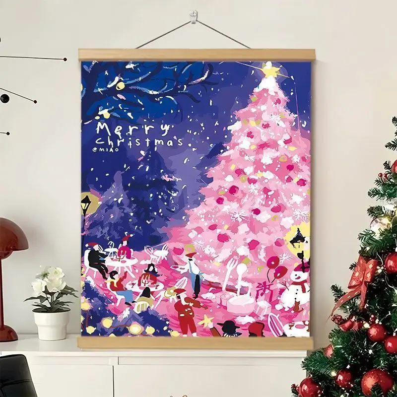 VIKAMA Wall Tapestry Christmas Night City Couple Hugging Fireworks Snow Star Winter Home Decor Living Room Bedroom Dorm Print